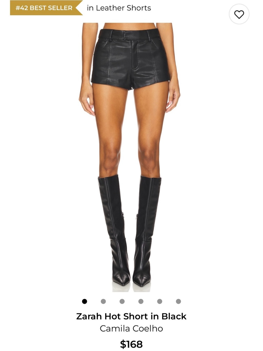 Camila Coelho Black Leather High-Rise Shorts